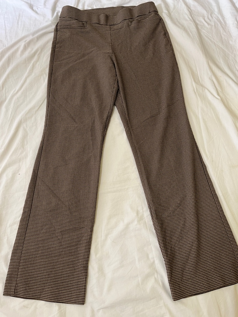 Briggs New York Brown Micro-Check Straight-Leg Pants